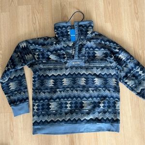 NWT Columbia Blue & White Patterned Quarter Button Up Fleece